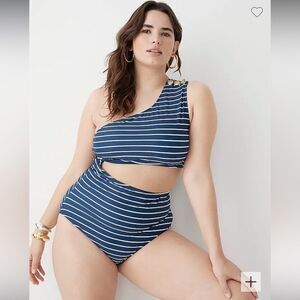 J. Crew Cutout one-piece full-coverage swimsuit with buttons in navy stripe*